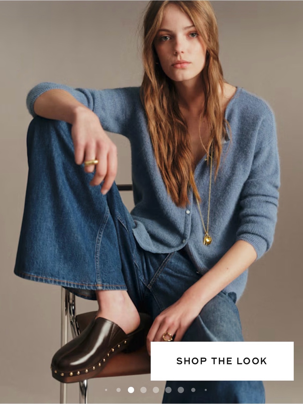 Sezane Gaspard Cardigan in Vintage Blue NWT